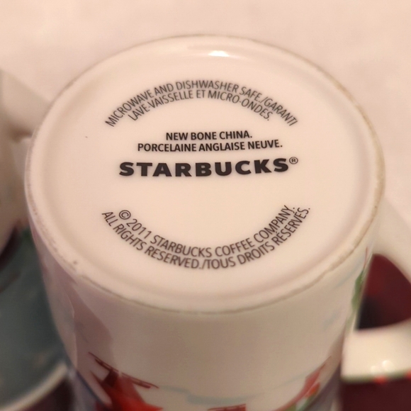 Starbucks Pair Of 2011, 8 Oz Bone China Coffee Mugs - Picture 7 of 7